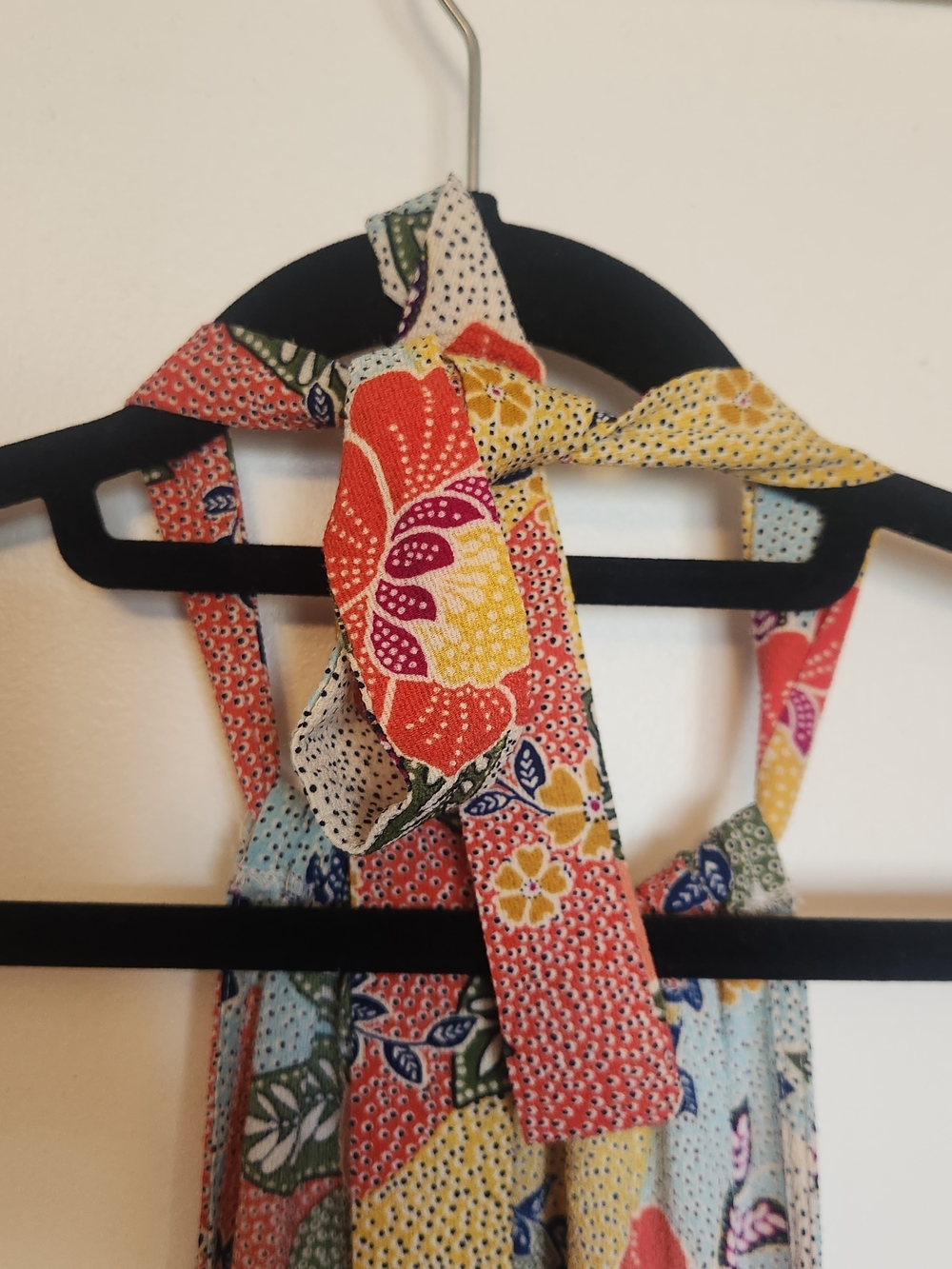 Monteau Floral Halter Tiered Maxi Dress - Yellow, Blue, Coral - Picture 3 of 6